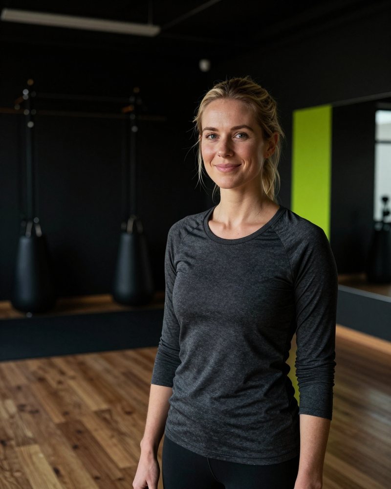 Portrait of Lena Fischer smiling in a quiet studio
