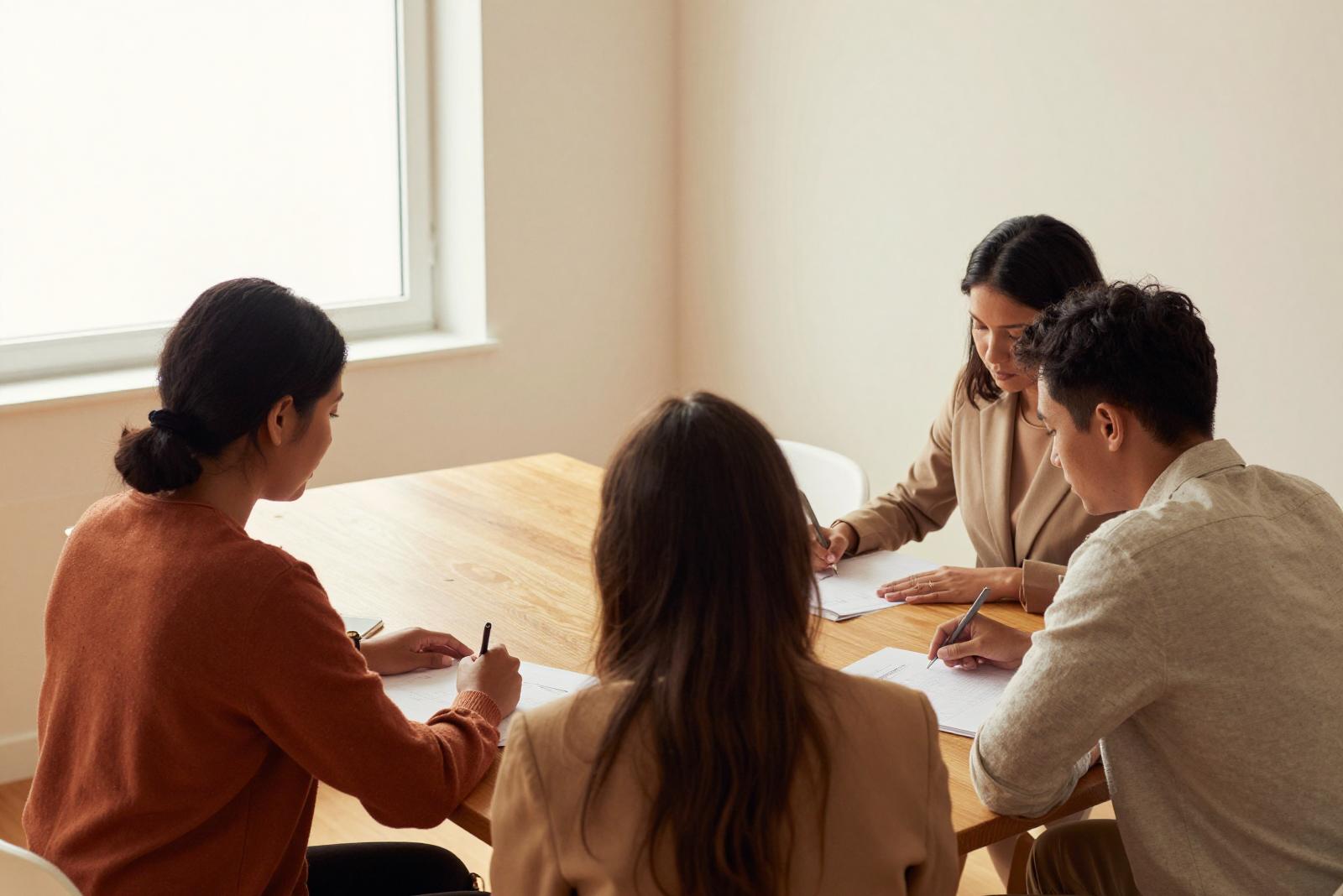 Real estate agents meeting with a client