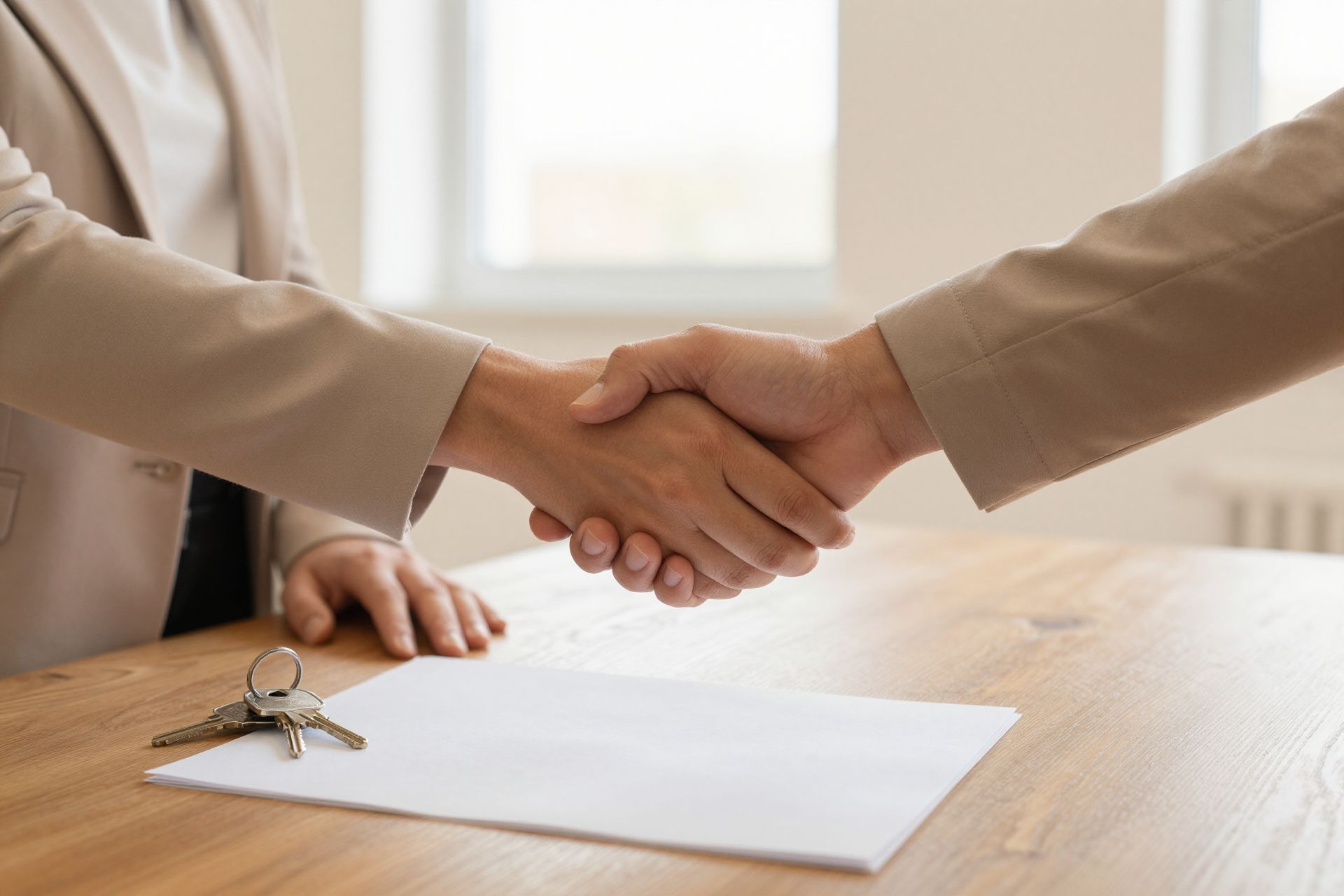 Real estate agent shaking hands with a client